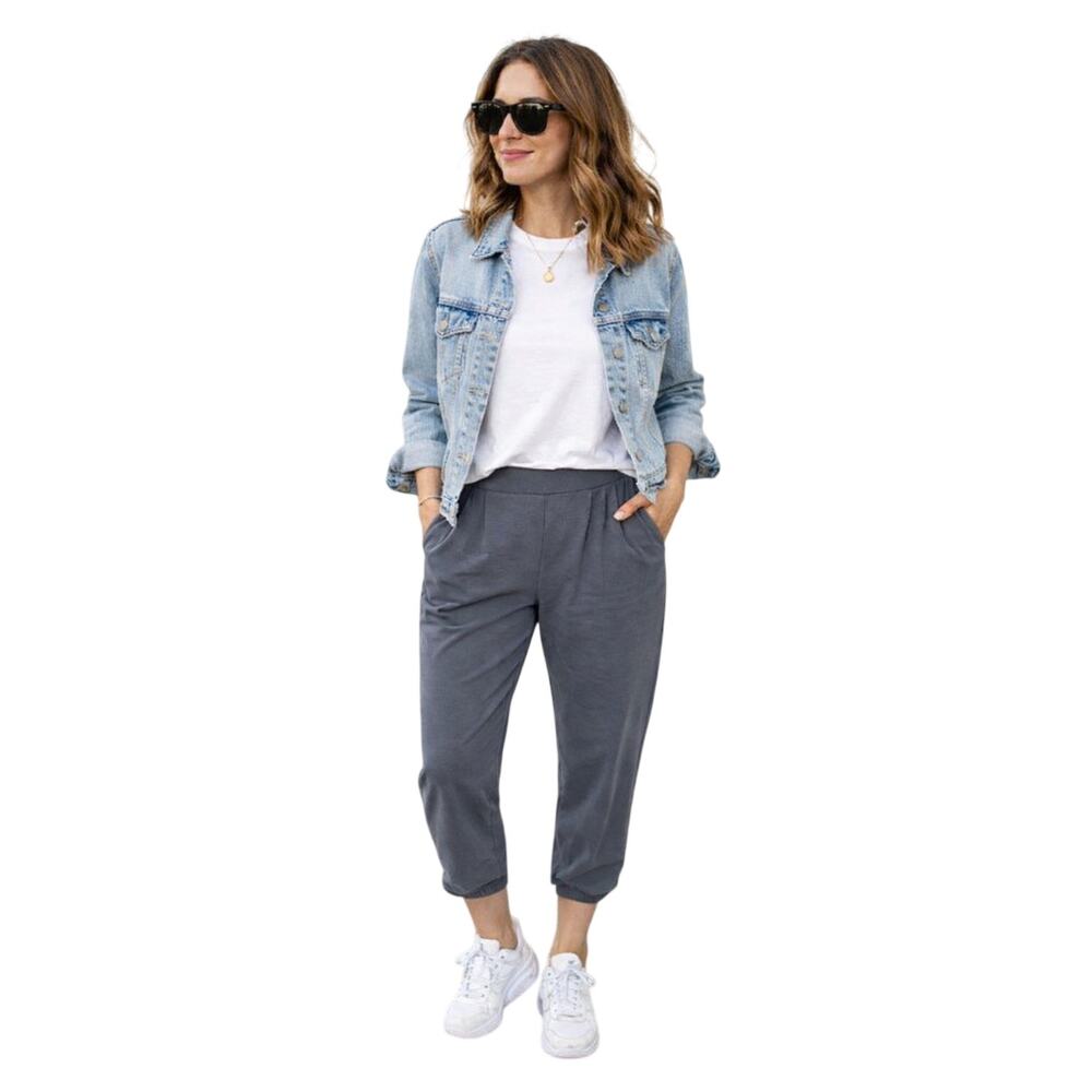 Anthropologie Pull On Jogger Pants Cropped Gray Size XS Saturday Sunday